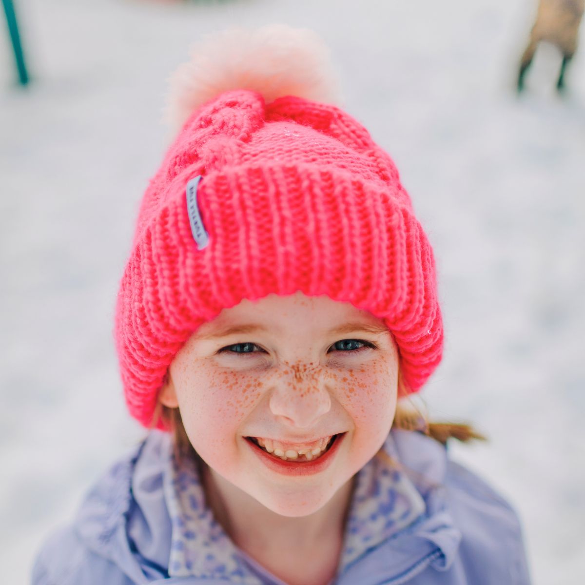 Youth Lizzy Faux Fur Pom / Color-Red