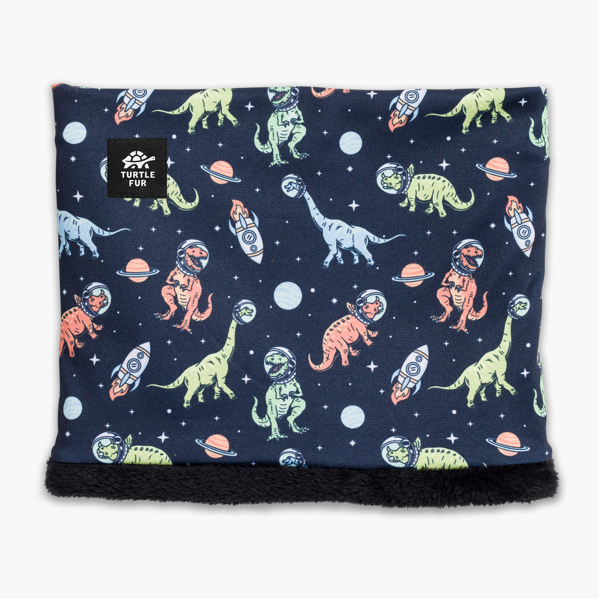 Toddler Comfort Shell Neck Warmer lined with Comfort Plush / Color-Galactic Dino