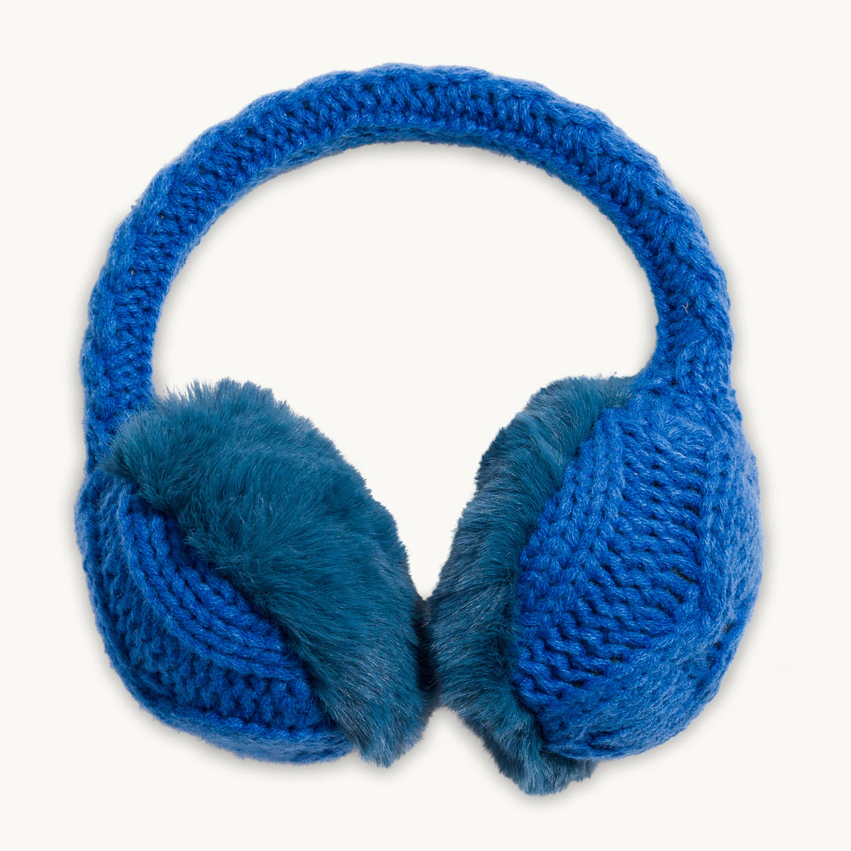 Ear Muffin Faux Fur Lined Earmuffs / Color-Blue