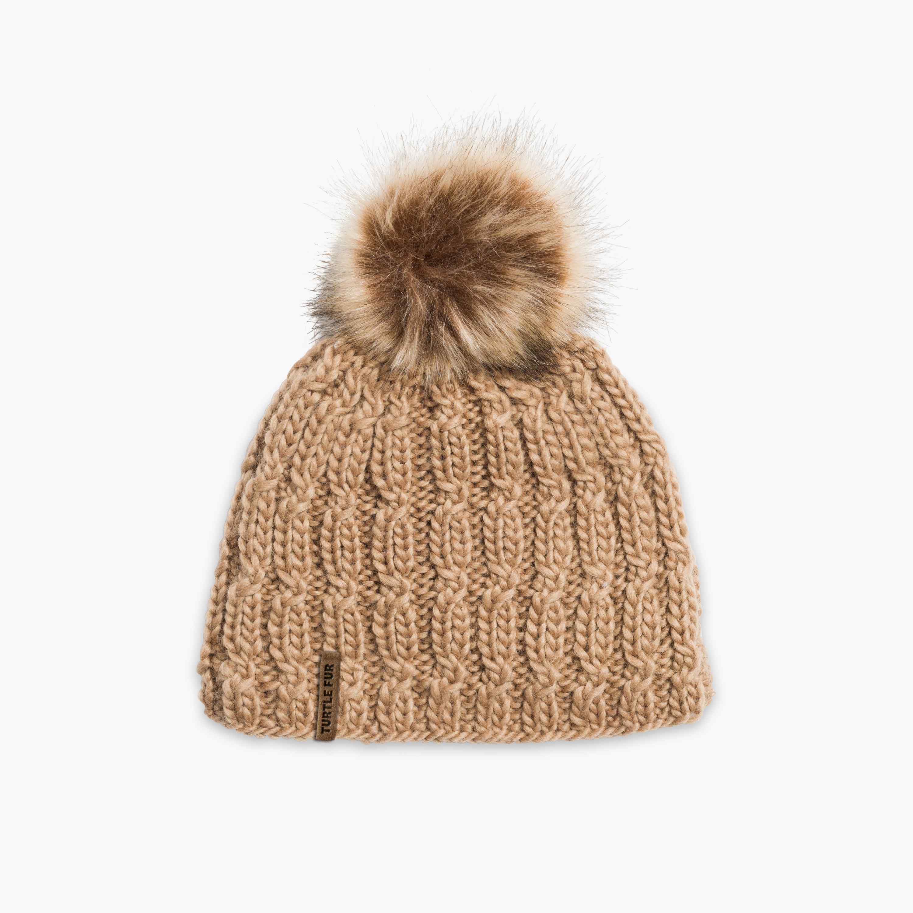 Merino Wool beanie top with luxe faux fur pom