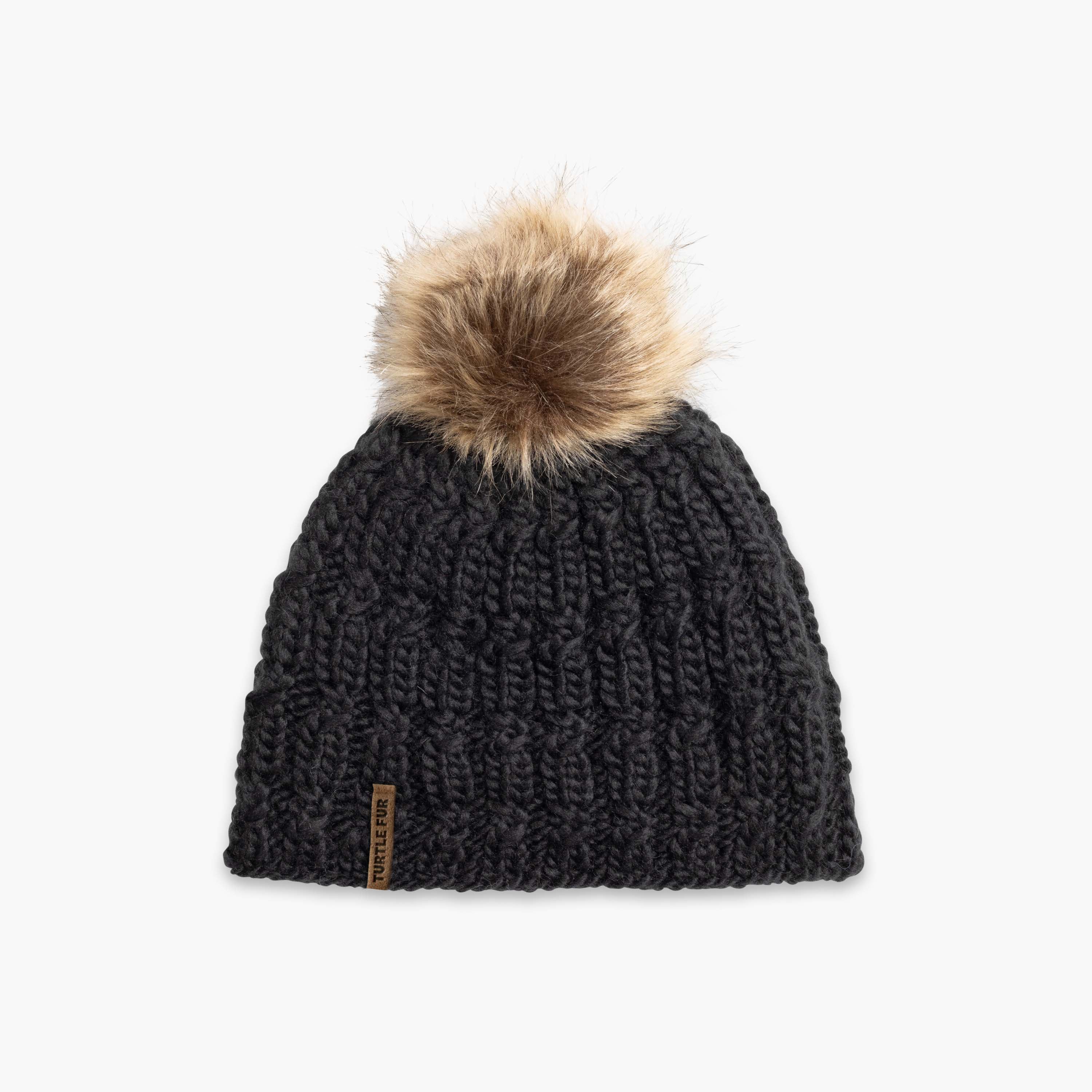 Merino retail Wool beanie with luxe faux fur pom