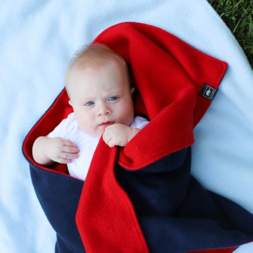 Original Fleece Baby Security Blanket / Color-Navy and Red