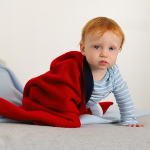 Original Fleece Baby Security Blanket / Color-Navy and Red